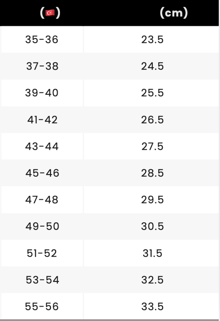 flexa masaj tabanlığı ürün beden tablosu görseli